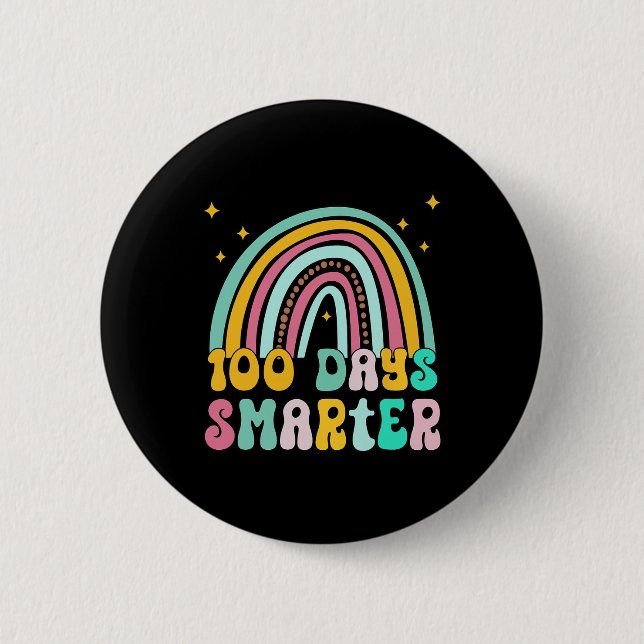 Schullehrertag - 100 Tage intelligenter Regenbogen Button (Vorderseite)
