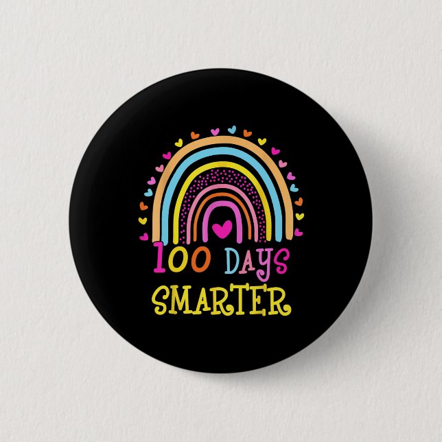 Schullehrertag 100 Tage intelligenter Regenbogen Button (Vorderseite)