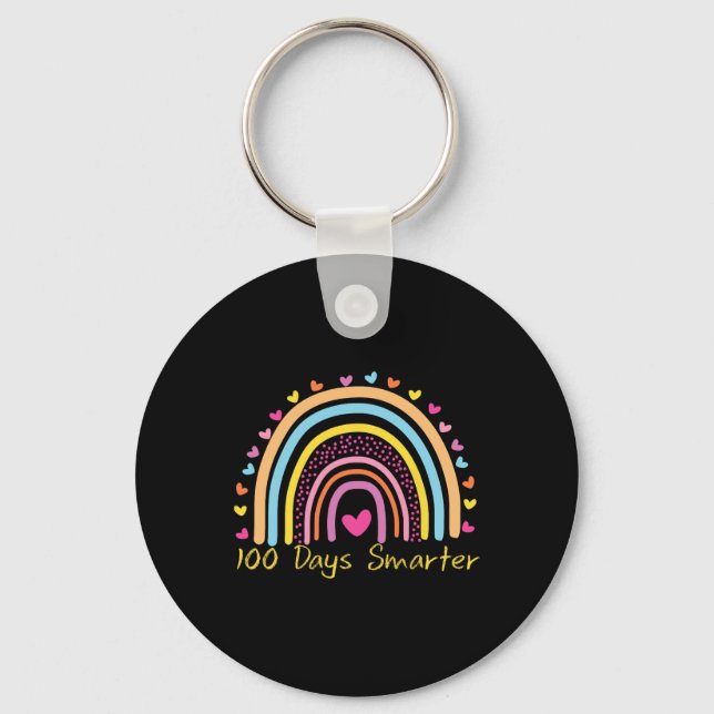 Schullehrertag 100 Tage intelligenter Regenbogen Schlüsselanhänger (Vorderseite)