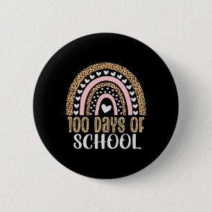 Schullehrertag 100 Tage Regenbogen Leopard Boh Button