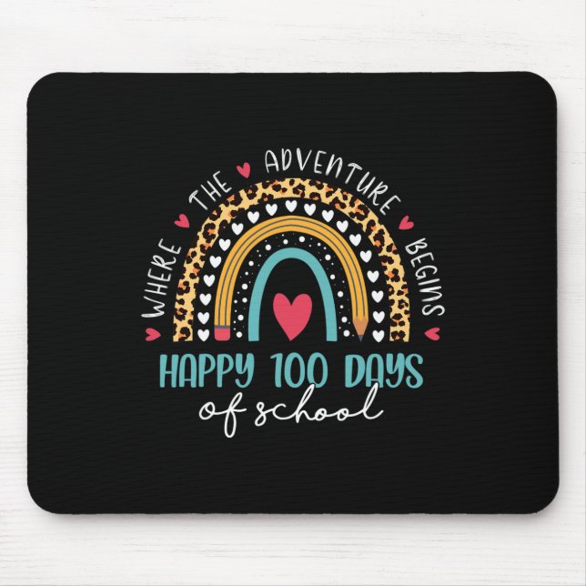 Schullehrertag 100 Tage Regenbogen Leopard Boh Mousepad (Vorne)