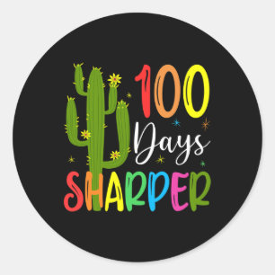 Schullehrertag - 100 Tage Sharper Cactus Runder Aufkleber