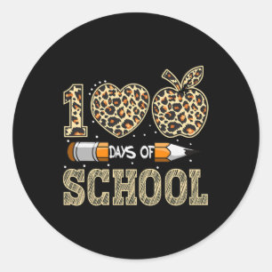 Schullehrertag 100 Tage Smarterer Leopard Runder Aufkleber