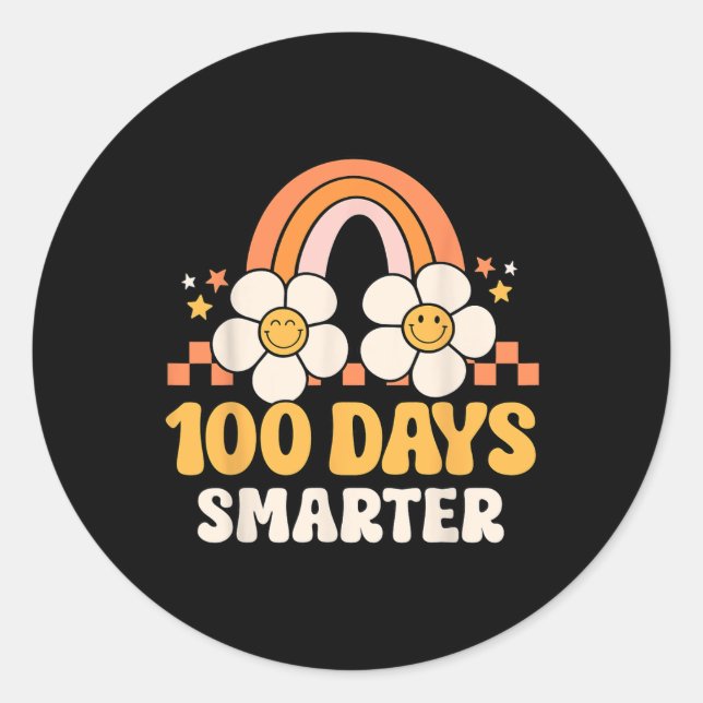 Schullehrertag 100 Tage Smarterer Regenbogenkid Runder Aufkleber (Vorderseite)