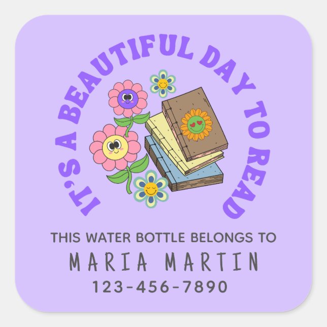 Schullesername Diese Wasserflasche gehört zu Quadratischer Aufkleber (Vorderseite)