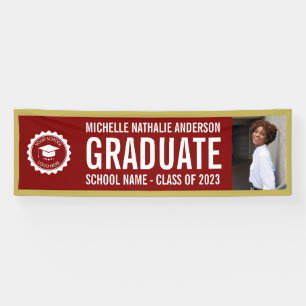 Schullogo Abschluss Foto Party Maroon und Gold Banner