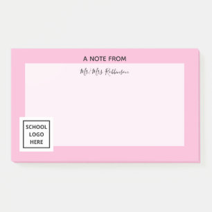 Schullogo Lehrer Wichtig Pink Post-it Klebezettel