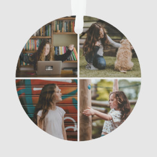 Schullogo mit Four-Foto-Back-Ornament Ornament