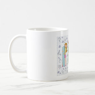 Schulmädchen mit Oversified School Stationery Kaffeetasse