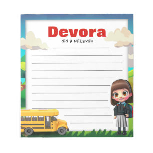 Schulmädchen Mitzva Note Notizblock