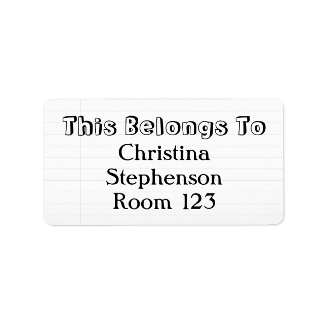 Schulmarken mit Personalisiertem Namen Adressaufkleber (Vorne)