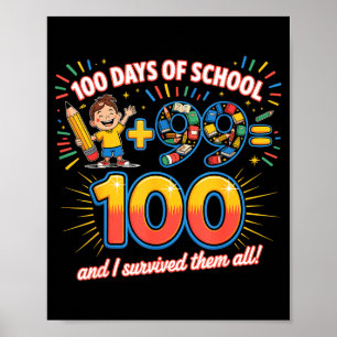 Schulmeilenstein 100 Tage Lernen Design Lehrer Poster