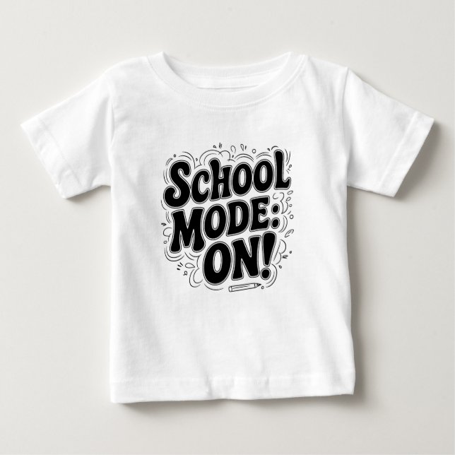 Schulmodus: ON! ,Vintag Inspiriert Entwurf Baby T-shirt (Vorderseite)