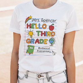 Schulpapier & Kritzeleien Hallo Dritte Klasse T-Shirt