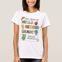 Schulpapier & Kritzeleien Hallo Zweite Klasse T-Shirt