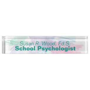 Schulpsychologeabstraktes Watercolor-Nummernschild Namensplakette