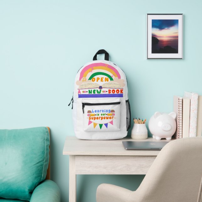 Schulrucksack mit Rainbow und Open Bool Design Bedruckter Rucksack (InSitu)