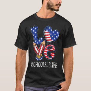 Schulschlupf Liebe USA Flag Feuerwerk 4. Juli T-Shirt