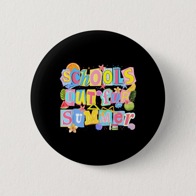Schulschluss für den Sommer Lehrer Schüler letzter Button (Vorderseite)