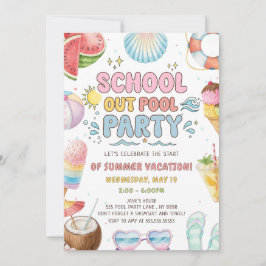 Schulschluss Poolparty Beginn der Sommerferien Einladung