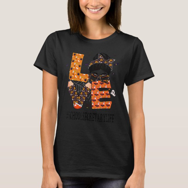 Schulsekretärin Liebe Messy Bun Pumpkin Women Hall T-Shirt (Vorderseite)