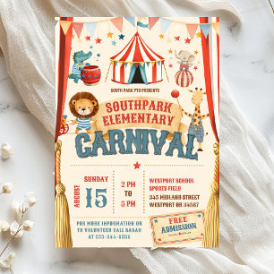 Schulspenden-Zirkus-Karnival-Party Einladung