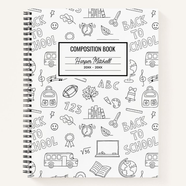 Schulsymbole für benutzerdefinierte Notebook-Zusam Notizbuch (Vorderseite)