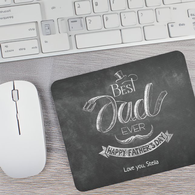 Schultafel Bester Vater Aller Zeiten Vatertag Pers Mousepad (Chalkboard Best Dad Ever Father's Day Personalized Mouse Pad)