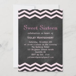 Schultafel & Chevrons Sweet Sixteen Einladung