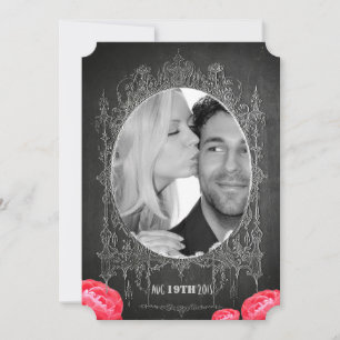 Schultafel Vintage Floral - Save The Date Karte