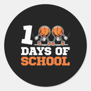 Schultag Basketball Kinder 100 Tage Schule 1 Runder Aufkleber