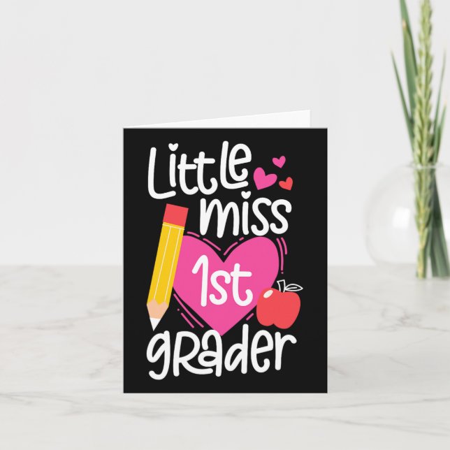 Schultag Kleine Miss 1-Grader Girls Karte (Vorderseite)