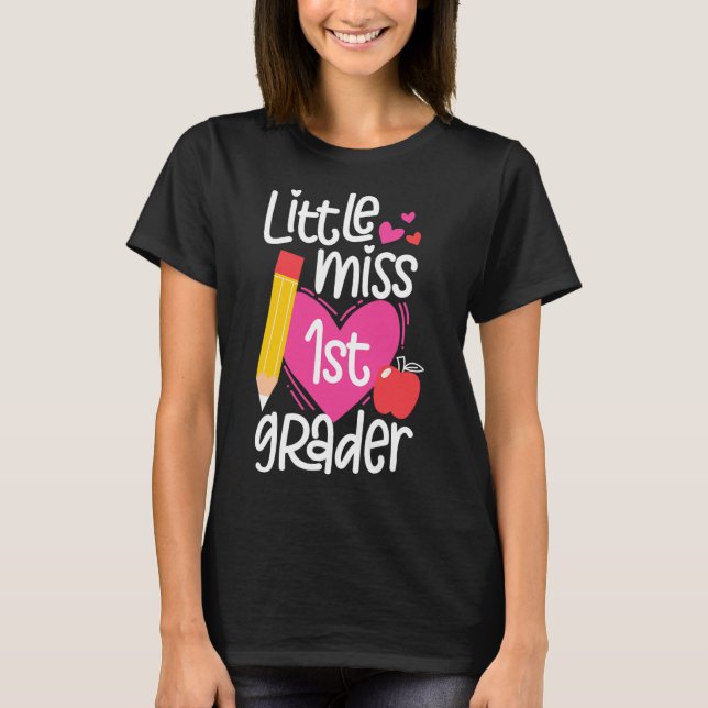 Schultag Kleine Miss 1-Grader Girls T-Shirt (Vorderseite)