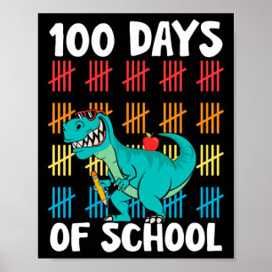Schultag Lehrer Kinder Jungen Dino Happy 100 Da Poster