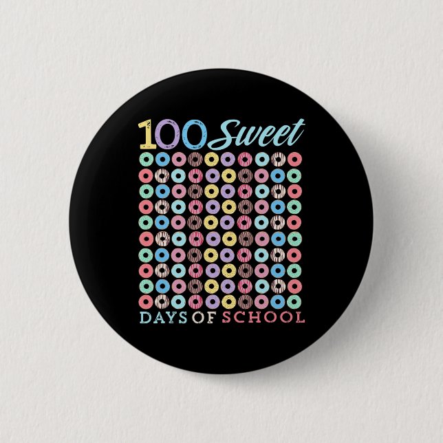 Schultage Donut Niedlich 100. Schultag Button (Vorderseite)