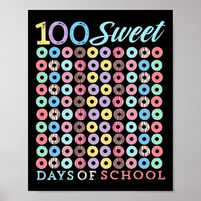 Schultage Donut Niedlich 100. Schultag Poster (Vorne)