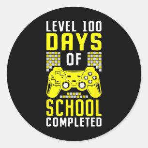 Schultage für Jungen Level abgeschlossen Gamer Runder Aufkleber