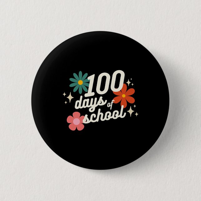 Schultage Retro Lehrer Kindergarten Button (Vorderseite)