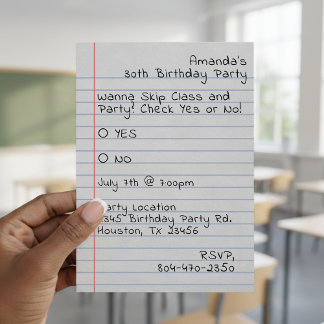 Schultage Überprüfen Sie Ja oder Nein Notizpapier Einladung
