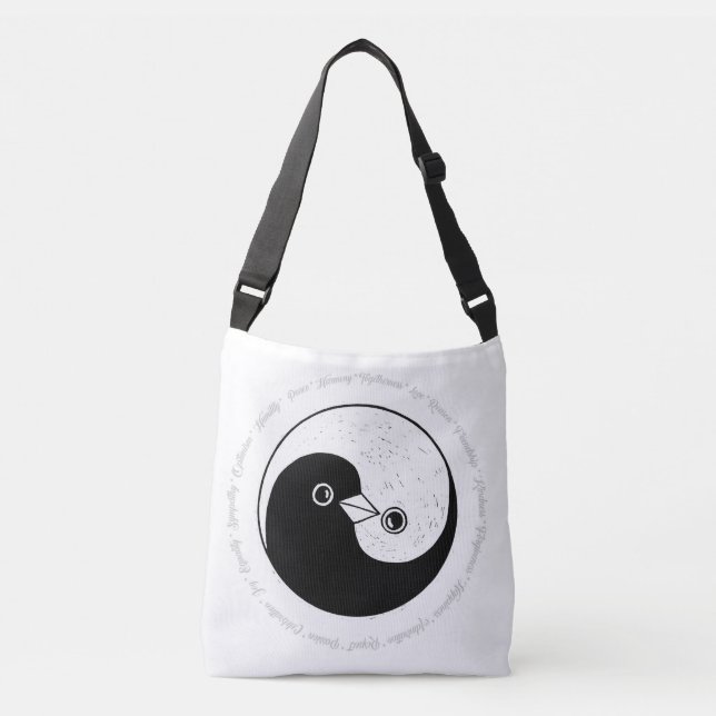 Schultertasche b/w YinYang taucht Harmonie ein Tragetaschen Mit Langen Trägern (Vorderseite)