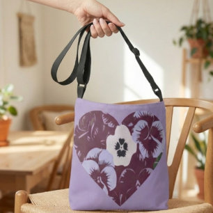 Schultertasche Violettes Herz Tragetaschen Mit Langen Trägern