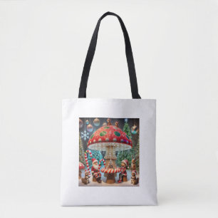 Schultertasche: Weihnachts-Pilzdesign