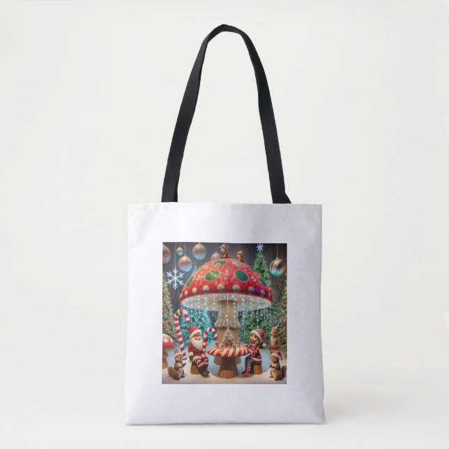 Schultertasche: Weihnachts-Pilzdesign (Vorderseite)