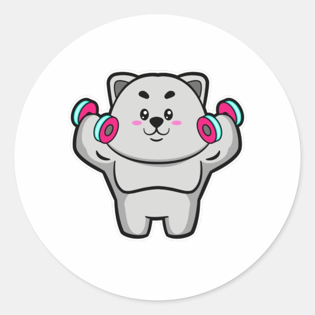 Schultertraining mit Dumbells Runder Aufkleber (Vorderseite)