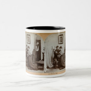 Schulterwaffen Vollstereobildkarte - Vintage Zweifarbige Tasse
