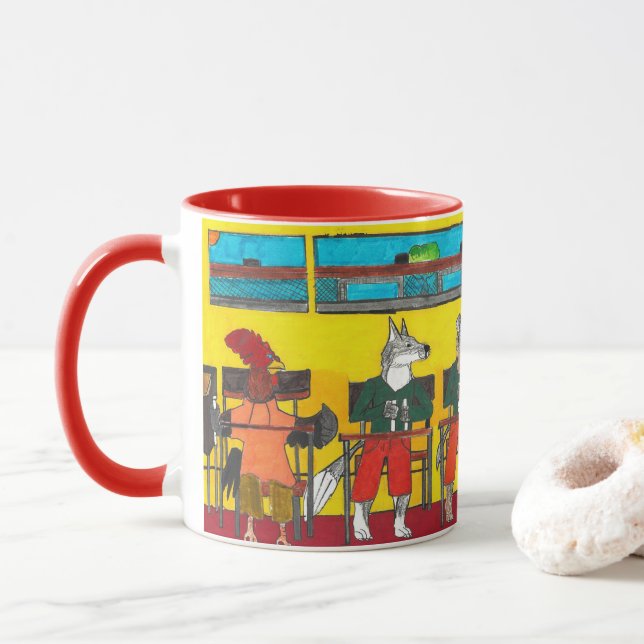 "Schultiere lernen im Unterricht" Tasse (Mit Donut)