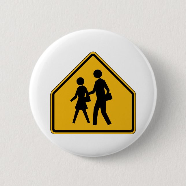 Schulüberfahrt-Straßenschild Button (Vorderseite)