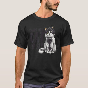 Schulung Ihrer Katze zum Sitzen des Tierkatzen-Sit T-Shirt