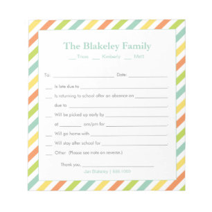 Schulverzeihung Personalisiert, Regenbogenstreifen Notizblock