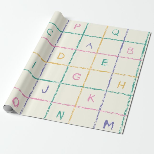 Schulwachsstift kariertes Quadratgitter mit Alphab Geschenkpapier (Ungerollt)